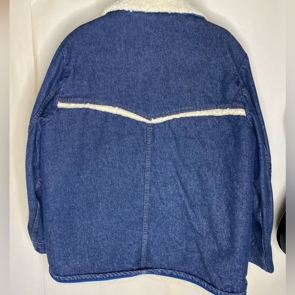 Vintage Sears Roebuck Heavy Sherpa Denim 70’s Chore Jacket Sz 46 - Picture 3 of 14